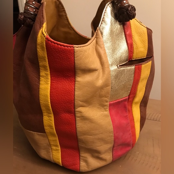 The Sak Multi-Color Leather Tote, Crocheted Inside - Picture 3 of 10
